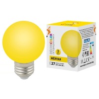  - Лампа светодиодная Volpe E27 3W желтая LED-G60-3W/Yellow/E27/FR/С UL-00006961
