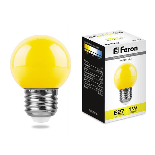 Лампа светодиодная Feron E27 1W желтая LB-37 25879 