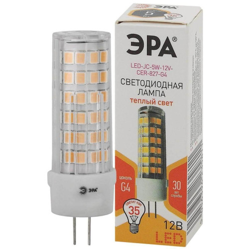 Лампа светодиодная ЭРА G4 5W 2700K прозрачная LED JC-5W-12V-CER-827-G4 Б0049087 