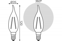  - Лампа светодиодная филаментная Gauss E14 13W 2700K прозрачная 104801113