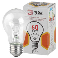  - Лампа накаливания ЭРА E27 60W 2700K прозрачная A50 60-230-Е27-CL Б0039122