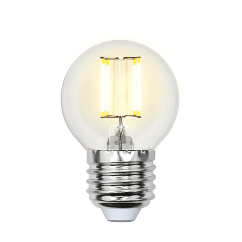 Лампа светодиодная филаментная Uniel E27 6W 4000K прозрачная LED-G45-6W/NW/E27/CL PLS02WH UL-00001370 