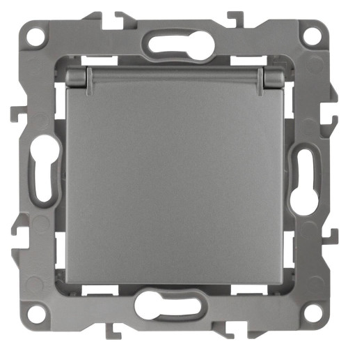 Розетка ЭРА 12 2P E Schuko со шторками с крышкой 16A 250V 12-2103-12 Б0019327 