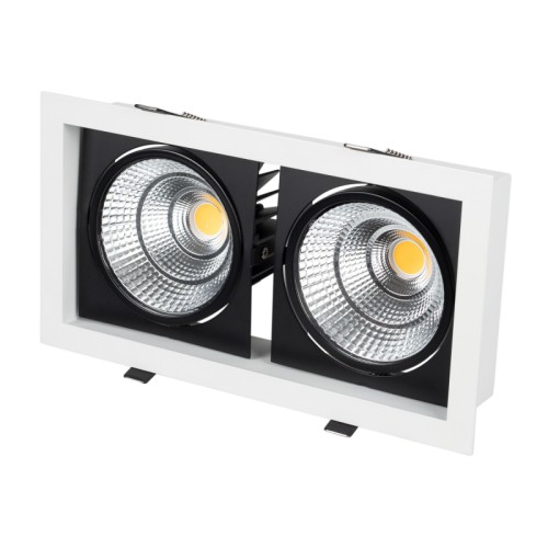Светильник CL-KARDAN-S283x152-2x25W White6000 (WH-BK, 30 deg) (Arlight, IP20 Металл, 3 года) Встраиваемый карданный светильник. Угол 30° / 2x25Вт / БЕЛЫЙ 6000K / 4800лм, CRI>90. Корпус из белого алюминия с черными вставками. Питание AC220-240V, 50Вт, 700mA 30-42V, драйвер в комплекте, 2 шт. Размеры LxWxH: 283х152x100мм, отверстие для установки 265x135мм.