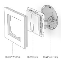  - Выключатель Werkel двухклавишный проходной с подсветкой шампань WL11-SW-2G-2W-LED 4690389124655