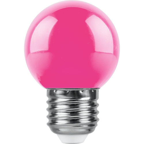 Лампа светодиодная Feron E27 1W RGB розовый LB-37 38123 