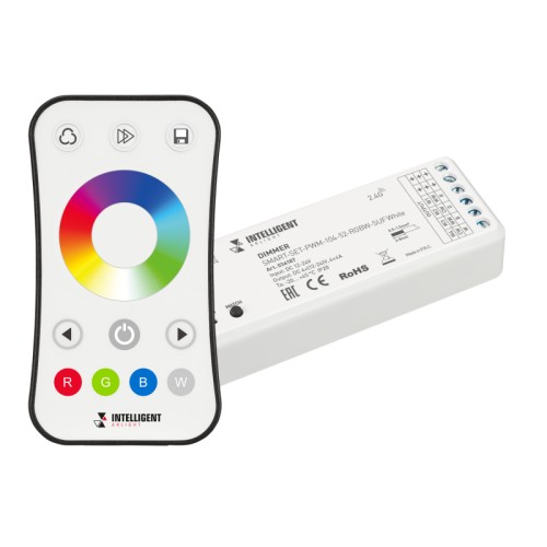 INTELLIGENT ARLIGHT Диммер SMART-SET-PWM-104-52-RGBW-SUF White (12-24V, 4x4A, ПДУ RING 10кн, 2.4G) (IARL, IP20 Пластик, 5 лет) 