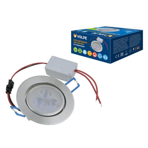 Встраиваемый светодиодный светильник Volpe ULM-Q262 3W/DW IP65 SILVER UL-00003244 