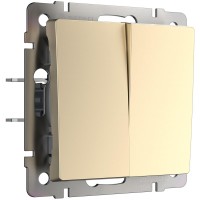  - Выключатель Werkel двухклавишный проходной шампань WL11-SW-2G-2W 4690389124648