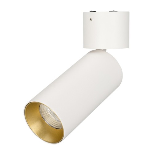 Светильник SP-POLO-SURFACE-FLAP-R65-8W Warm3000 (WH-GD, 40 deg) (Arlight, IP20 Металл, 3 года) Накладной светильник 8Вт, белый круглый корпус, цветная вставка, металл.
Цвет свечения БЕЛЫЙ ТЕПЛЫЙ 3000K, св.поток 570лм, CRI(Ra)>80, угол 40°. Размер DxH Ø65x200мм, встроенный драйвер PRI:220-240VAC, SEC:DC 200mA 30-43V 8Вт.