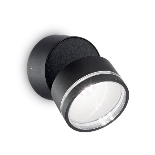 Уличный настенный светодиодный светильник Ideal Lux Omega Ap Round Nero 4000K 165387 