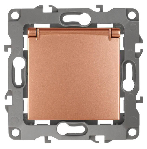 Розетка ЭРА 12 2P E Schuko со шторками с крышкой 16A 250V 12-2103-14 Б0019329 
