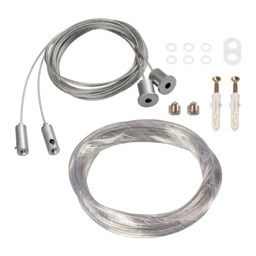 Подвес SL-LINE-4 (2x2m) (Arlight, провод 2x0.75) 2м подвес для профилей SL-LINE. В комплекте: тросик 2м-2шт, винт с площадкой 9мм-2шт, провод ARL для питания-1шт (2м). Сечение кабеля - 0,75 мм². Максимальная нагрузка на 1 тросик 17,5 кг. Цена за 1 комплект.