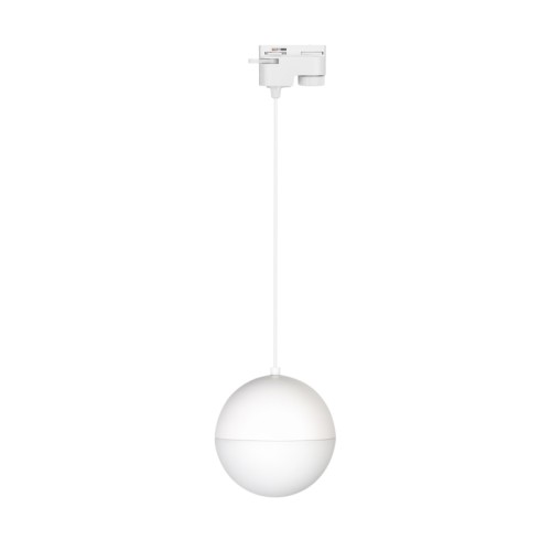 Светильник LGD-EMISFERO-TRACK-HANG-2TR-R150-11W Day4000 (WH, 170 deg, 230V) (Arlight, IP20 Металл, 3 года) Светильник подвесной для треков/шин 2 провода. Мощность 11 Вт, св. поток 960 лм, 80 лм/Вт, дневной 4000 K, CRI>90, угол 170°, напряжение питания 230 В. Белый корпус из алюминия, материал плафона стекло, степень защиты IP20. Размер: диаметр 150 мм, длина подвеса 1500 мм. Монтаж на трек 1-фазный. Драйвер 28-42 В, 250 мА, пульсация 