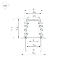  - Профиль TOP-DEEP-F-2000 ANOD (K13,P15) (Arlight, Алюминий)