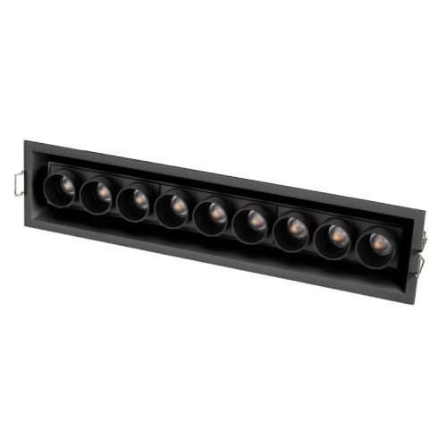Светильник MS-ORIENT-BUILT-TURN-TC-S67x300-20W Warm3000 (BK-BK, 30 deg, 230V) (Arlight, IP20 Металл, 5 лет) Поставка под заказ от 100 шт. Встраиваемый поворотный светильник. Мощность 20 Вт, св. поток 1500 лм, 75 лм/Вт, теплый 3000 K, CRI>98, угол 30°, напряжение питания 230 В. Черный прямоугольный корпус из алюминия, экран PMMA, степень защиты IP20. Размер: длина 300 мм, ширина 67 мм, высота 50 мм. Монтаж встраиваемый, установочное отверстие длина 295 мм, ширина 60 мм. Драйвер 17-29 В, 700 мА, пульсация 