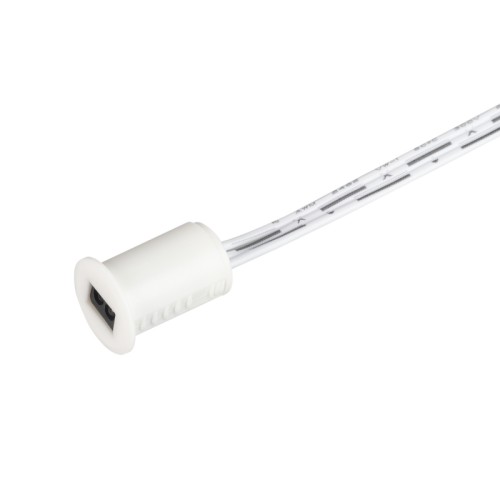 ИК-датчик SR-PRIME-IN-R14-WH-MINI (12-24V, 48-96W, DOOR) (Arlight, Открытый) Выключатель для светодиодной ленты 12-24 В. Питание/рабочее напряжение DC 12-24 В, максимальный ток 4 A на канал, 1 канал, максимальная мощность 48-96 Вт. Для дверей, расстояние срабатывания от 0.5 до 10 см, датчик открыт — «вкл», закрыт — «выкл». Габаритные размеры: датчик Ø 14 х 18 мм, врезное отверстие: Ø 11 х 18 мм, блок управления 50х28х8 мм, кабель 1 м.