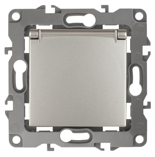 Розетка ЭРА 12 2P E Schuko со шторками с крышкой 16A 250V 12-2103-15 Б0019330 