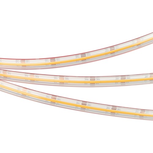 Лента COB-5000PS-CSP-544-24V Warm2700 (10mm, 11.5W, IP67) (Arlight, -) Герметичная IP67 (экструзия) лента COB сплошной засветки без видимых светодиодов. Кристаллы CSP 544 шт/м. Цвет свечения ТЕПЛЫЙ 2700K, высокий индекс цветопередачи CRI>90, световой поток 820 лм/м, угол 140°. Мощность 11.5 Вт/м, питание 24 В. Размеры 5000х10х4,8 мм. Мин.отрезок 29,41 мм. Установка при помощи скоб в комплекте. Пакет 5м. Цена за 1м. Гарантия 3 года.