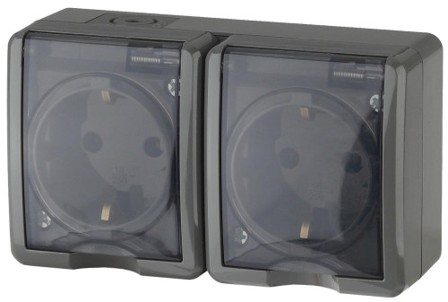 Розетка ЭРА Эксперт 2х2P+E IP54 16A 250V 11-2403-03 Б0020717 