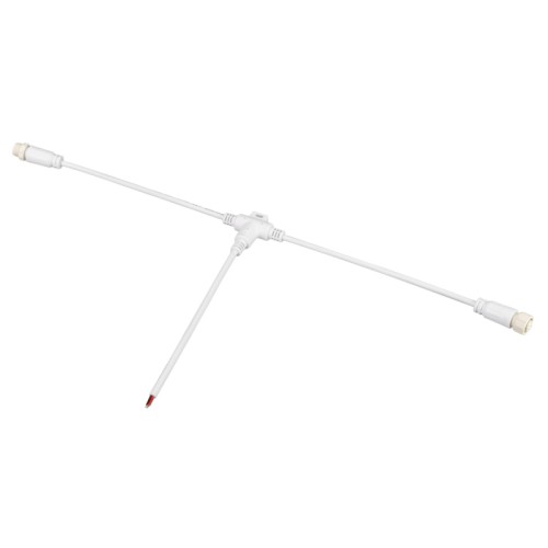Коннектор питания ARL-MOONLIGHT-SPI/DMX-CON-POWER-T-MID-WIRE-WH (Arlight, IP67 Пластик, 3 года) Герметичный Т-образный коннектор питания на проводе для гибкого неона MOONLIGHT SPI и DMX512, цвет белый. Подключение питания без пайки, IP67.
