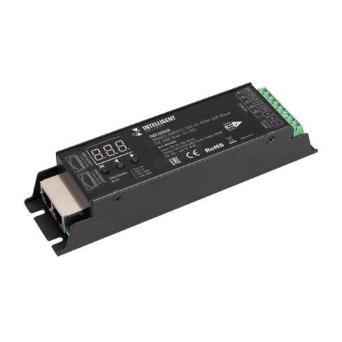 INTELLIGENT ARLIGHT Декодер SMART-DMX512-305-63-RDM-SUF Black (12-48V, 5x4A, RJ-45) (IARL, IP20 Металл, 5 лет) 
