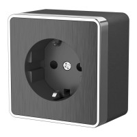  - Розетка с заземлением и шторками Werkel Gallant графит рифленый W5071104 4690389164545