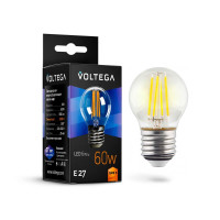  - Лампа светодиодная филаментная Voltega E27 6W 2800К прозрачная VG10-G1E27warm6W-F 7023