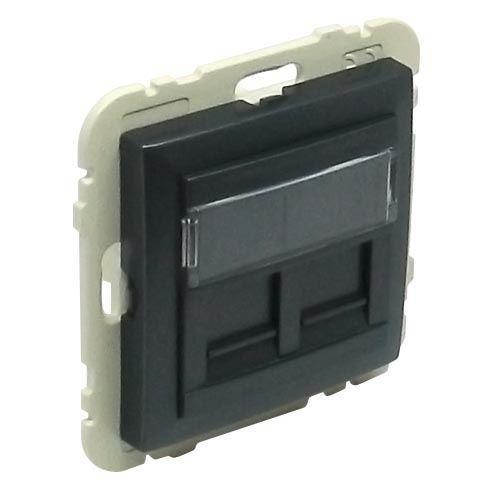 Лицевая панель Efapel Logus 90 для двух коннекторов RJ45 серый 90442 SIS 