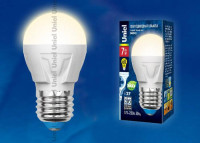  - Лампа светодиодная Uniel E27 7W 3000K матовая LED-G45 7W/WW/E27/FR PLP01WH UL-00002420