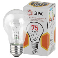  - Лампа накаливания ЭРА E27 75W 2700K прозрачная A50 75-230-Е27-CL Б0039123
