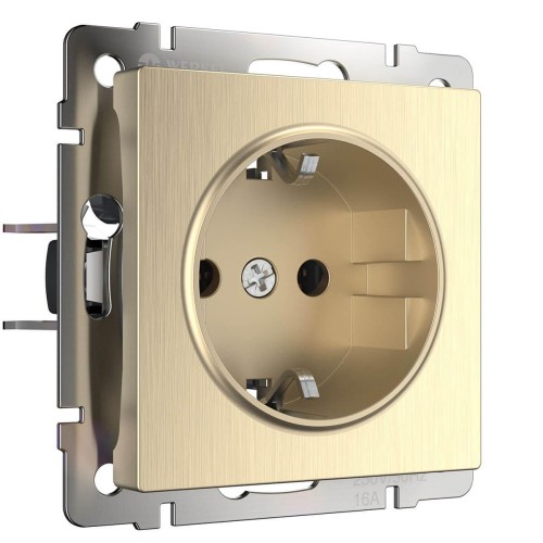 Розетка Werkel с заземлением и шторками шампань рифленая WL10-SKGS-01-IP44 4690389085253 