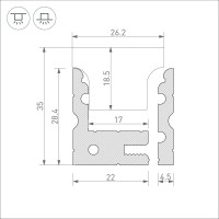  - Профиль ARH-FLOOR27-H28-2000 ANOD (Arlight, Металл)