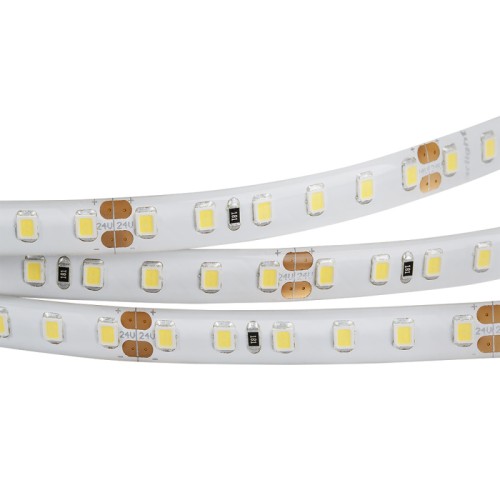 Лента RTW 2-5000SE 24V 2X Cool (2835, 600 LED, PRO) (Arlight, 14.4 Вт/м, IP65) Поставка под заказ от 600 м.Гибкая лента PRO, герметичная IP65 (силикон сверху), светодиоды smd 2835, 120шт/м (600шт на 5м), скотч 3М. Цвет ХОЛОДНЫЙ 8000-12000K. Питание 24V, мощность 14.4 Вт/м (72 Вт на 5м), угол 120°, цветопередача CRI>85. Размеры 5000х8x2.2мм. Мин.отрезок 50мм, 6шт светодиодов. Пакет 5м. Цена за 1м. Обязательная установка на профиль.