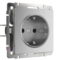 Розетка Werkel с заземлением серебряная рифленая WL09-SKG-01-IP20 4690389085079