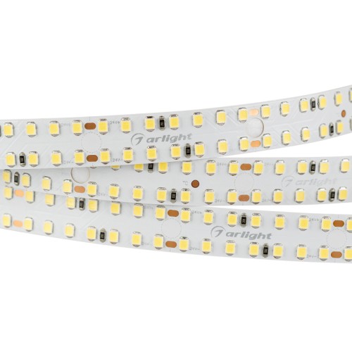 Лента S2-2500 24V Warm2400 20mm (2835, 280 LED/m, LUX) (Arlight, 20 Вт/м, IP20) Поставка под заказ от 1050 м. Гибкая лента LUX, светодиоды smd 2835, 280шт/м (700шт на 2.5м), белая плата 20мм, скотч 3М. Цвет ТЕПЛЫЙ (как свеча) 2200-2400K. Питание 24V, мощность 20 Вт/м (50 Вт на 2.5м), угол 120°, цветопередача CRI>85. Размеры 2500х20x1.8мм. Мин.отрезок 50мм, 14 шт светодиодов. Пакет 2,5м. Цена за 1м.
