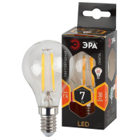  - Лампа светодиодная филаментная ЭРА E14 7W 2700K прозрачная F-LED P45-7W-827-E14 Б0027946