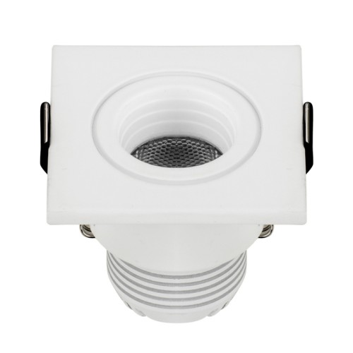 Светодиодный светильник LTM-S46x46WH 3W Warm White 30deg (Arlight, IP40 Металл, 3 года) Врезной квадратный мебельный светильник 3Вт, корпус белый алюминий. Цвет ТЕПЛЫЙ 2700-3000K. Светодиод 1х3W CREE XPE. Св.поток 140-160лм, угол 30°. Питание 110-240VAC, 3Вт, 700mA 3-5V, драйвер в комплекте. Размеры 46x46x48 мм, врезное отверстие d39 мм.