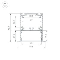  - Профиль SL-LINIA52-3L-F-2000 ANOD (Arlight, Алюминий)