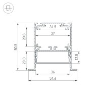  - Профиль SL-LINIA52-3L-F-2000 ANOD (Arlight, Алюминий)