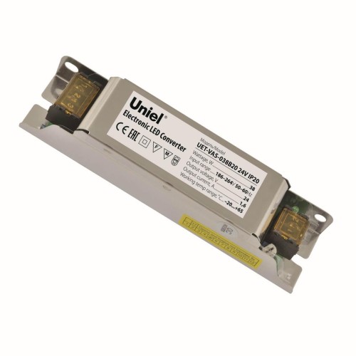 Блок питания Uniel 24V 38W IP20 1,6A UET-VAS-038B20 24V IP20 UL-00002427 