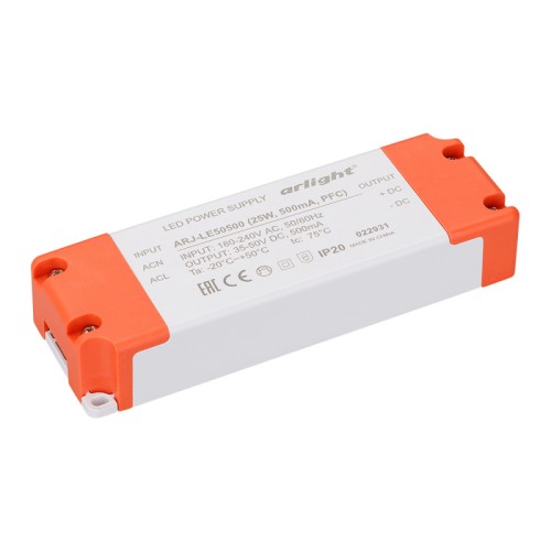Блок питания ARJ-LE50500 (25W, 500mA, PFC) (Arlight, IP20 Пластик, 3 года) 