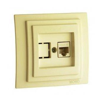 Розетка компьютерная RJ45 Mono Electric Larissa 6 кат крем 103-171705-125 