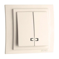  - Выключатель Mono Electric Larissa двухклавишный с подсветкой слоновая кость 103-010125-103