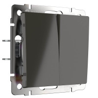  - Выключатель Werkel двухклавишный проходной серо-коричневый WL07-SW-2G-2W 4690389054006