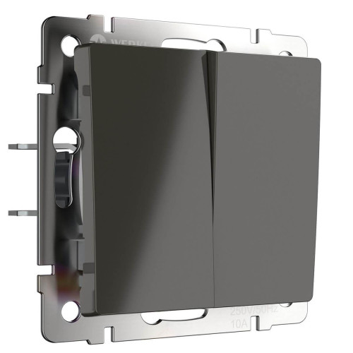 Выключатель Werkel двухклавишный проходной серо-коричневый WL07-SW-2G-2W 4690389054006 