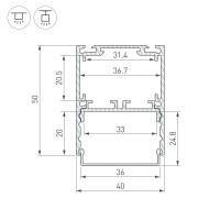  - Профиль SL-LINE-4050-3L-2000 ANOD BLACK (Arlight, Алюминий)