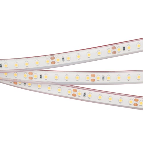 Лента RTW 2-5000PGS 24V Cool 2x (3528, 600 LED, LUX) (Arlight, 9.6 Вт/м, IP67) Гибкая лента LUX, герметичная IP67 (в силиконовой трубке с герметиком), светодиоды smd 3528, 120шт/м (600шт на 5м), красный скотч 3М. Цвет ХОЛОДНЫЙ 8000-12000K. Питание 24V, мощность 9.6 Вт/м (48 Вт на 5м), угол 120°, цветопередача CRI>85. Размеры 5000х11x5мм. Мин.отрезок 50мм, 6шт светодиодов. Пакет 5м. Цена за 1м.