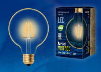  - Лампа светодиодная филаментная Uniel E27 6W 2250K прозрачная LED-G95-6W/GOLDEN/E27 GLV21GO UL-00002359