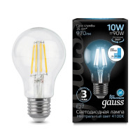  - Лампа светодиодная филаментная диммируемая Gauss E27 10W 4100K прозрачная 102802210-S
